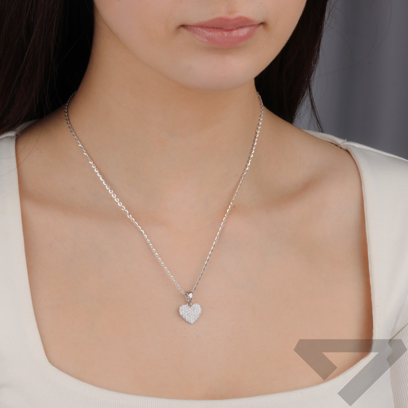 Serduszko srebrne z białymi cyrkoniami A01104 próba 925