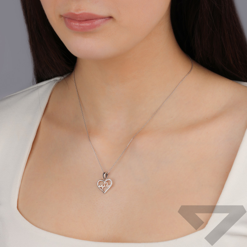 Serduszko srebrne z pulsem i cyrkoniami A01105 próba 925