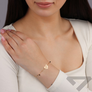 Złota Bransoletka Serce z Onyksem pr. 375 - JubilerSezam.pl