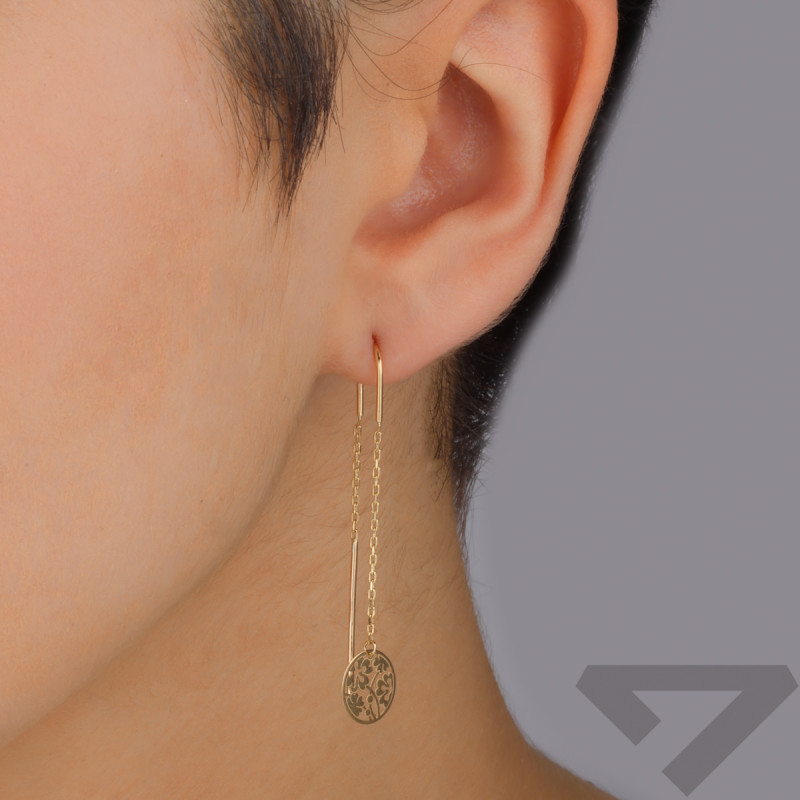 Kolczyki złote ażurowa koniczyna w kole/przeciągane AR VX4FOR6EB10710-III-LS próba 375