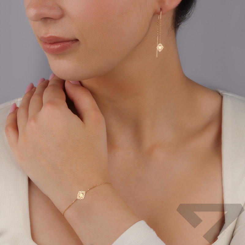 Bransoleta złota lilia w ażurowym rombie/rolo AR VX4FOR6B10711-III-LS próba 375