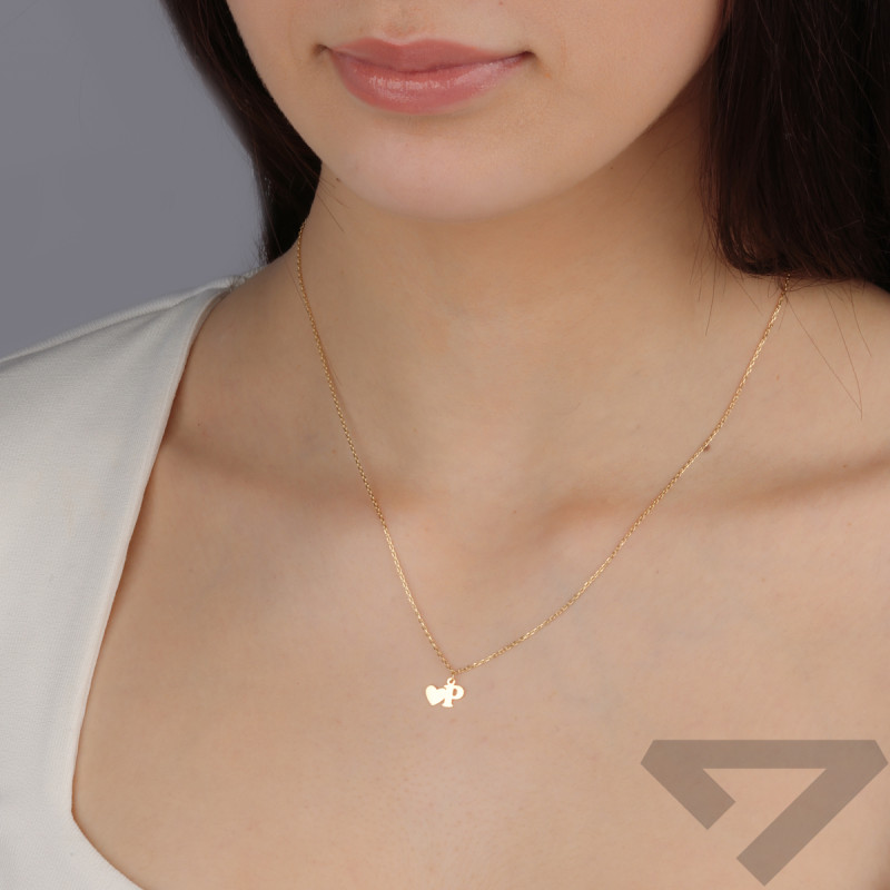 Naszyjnik złoty z literką P i serduszkiem/anker AR VX4FOR6N10721-16-P próba 585