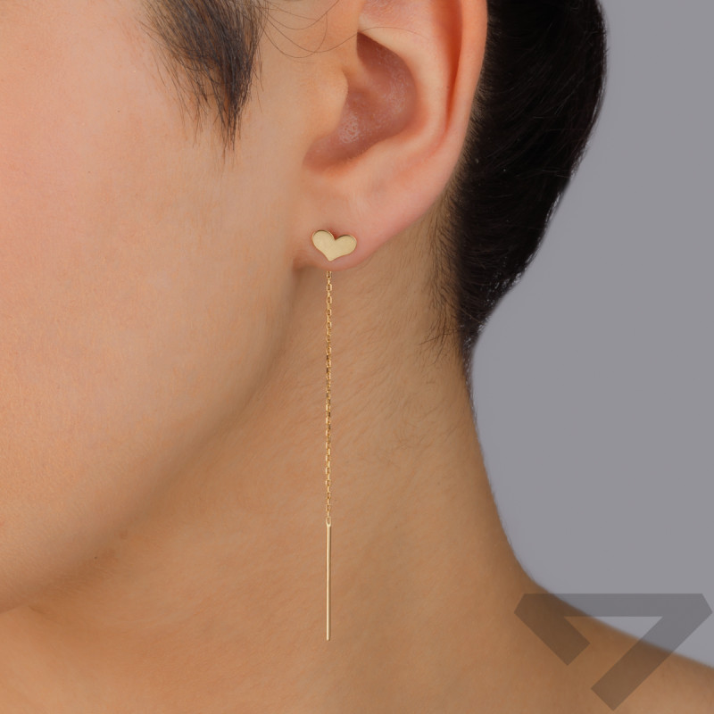 Kolczyki złote gładkie serce na ankerze/przeciągane AR VX5FOR6E10905 próba 585