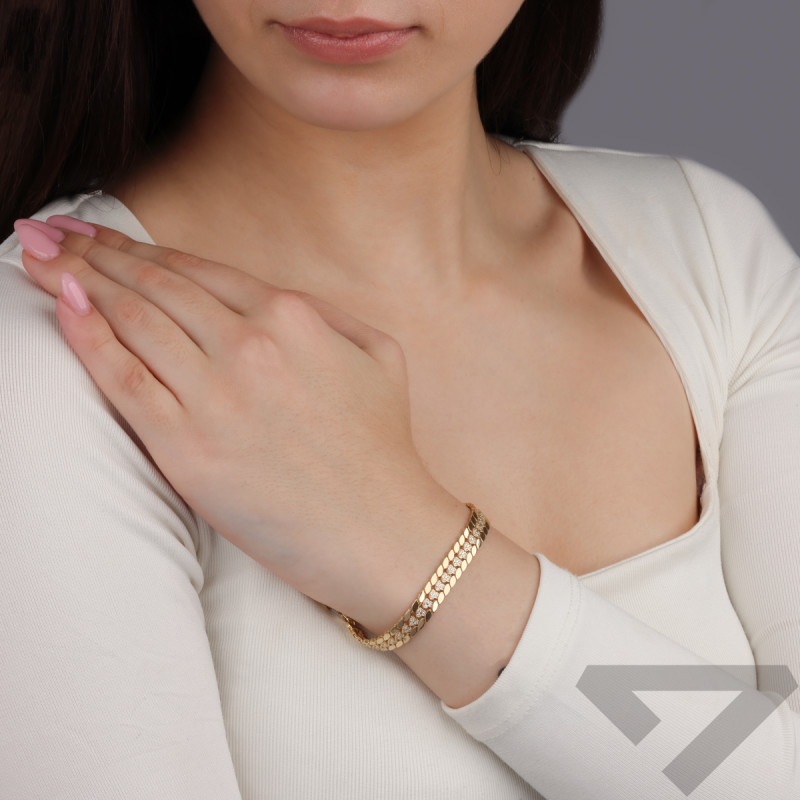 Bransoleta złota z łezkami i sercami z cyrkoniami AR VX5-VX4ZFUB0131 próba 585