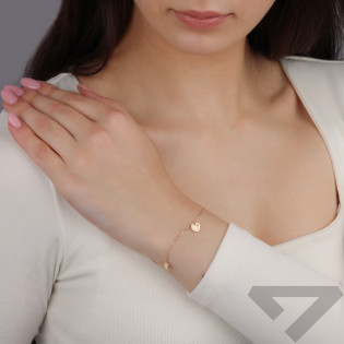 Bransoleta złota z trzema sercami/anker AR VX6FOR6B8164-II-DC próba 585