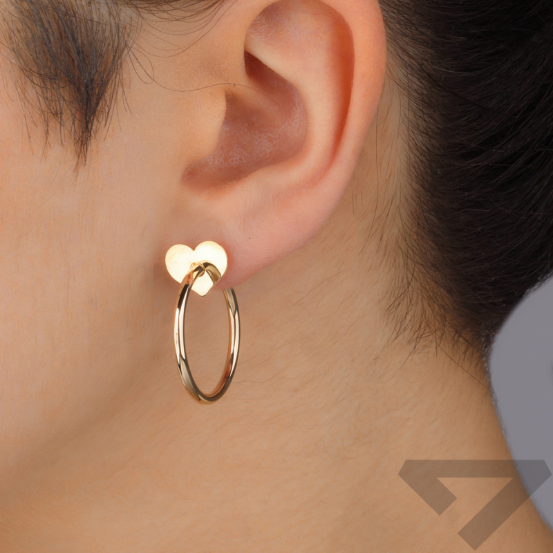 Kolczyki złote kółka rurka i serce/ang.zap. AR VXTE13833 próba 375