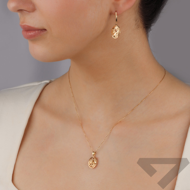 Zawieszka złota ażurowy owal z kwiatami AR VXXLKP2760-FL-LS próba 375