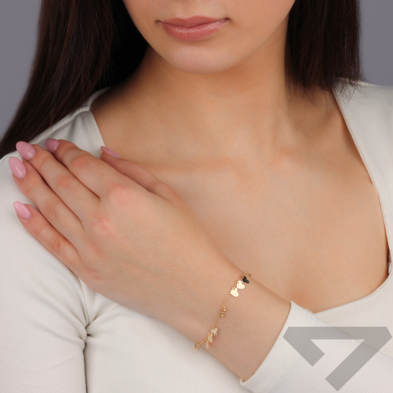 Bransoleta złota wiszące gładkie serca i kulki/anker AR X5FOR6B10203-DC próba 585