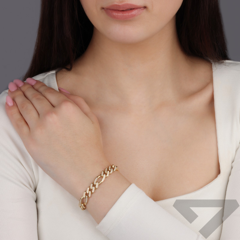 Bransoleta złota figaro z białymi cyrkoniami