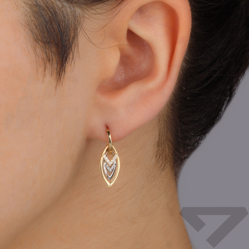 Kolczyki złote ażury 3D z cyrkoniami/zatrzask AR X7-X6ZH200107-YW próba 585