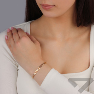 Bransoleta złota kwadratowe cyrkonie prostokąty i płotek