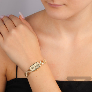 Zegarek złoty z prostokątną tarczą MI G398305-CAR próba 585