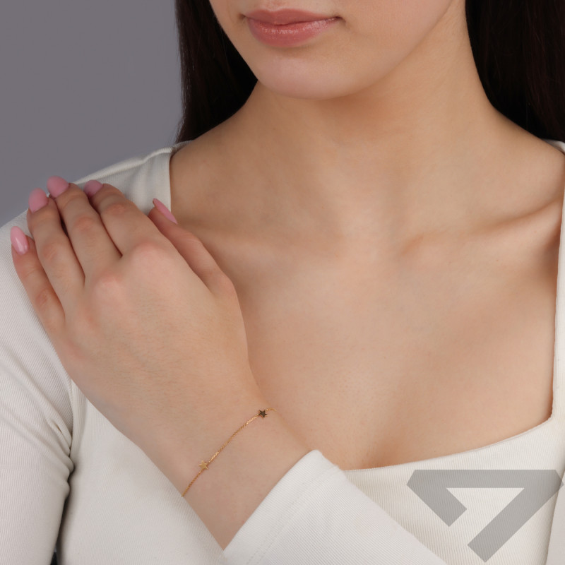 Bransoleta złota z trzema gładkimi gwiazdkami/rolo MI WSGD90354 próba 375