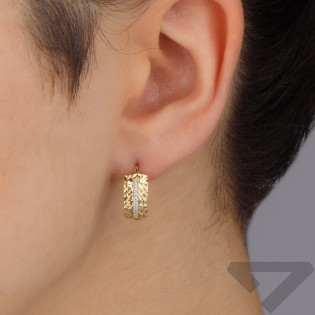 Złote kolczyki blaszki z cyrkoniami pr. 585 - JubilerSezam.pl