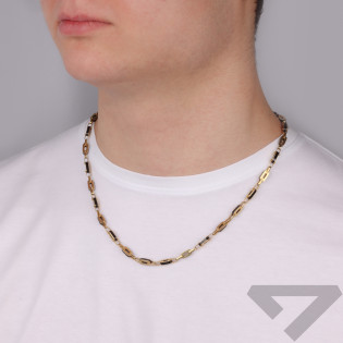 Łańcuszek złoty fantazja MI38 klocki+onyks