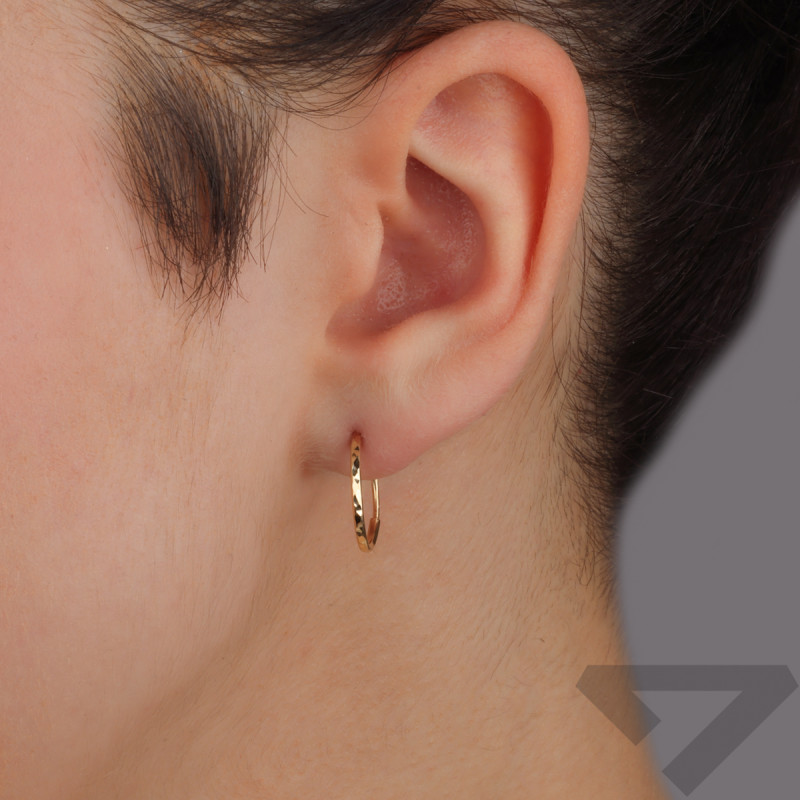 Kolczyki złote taflowane kółka szarniry 15 mm ze złota 585