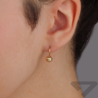 Kolczyki złote grawerowane kulki 6 mm na bigiel AR BSC4-DCSTBE1915-6MM-DC-3 próba 585