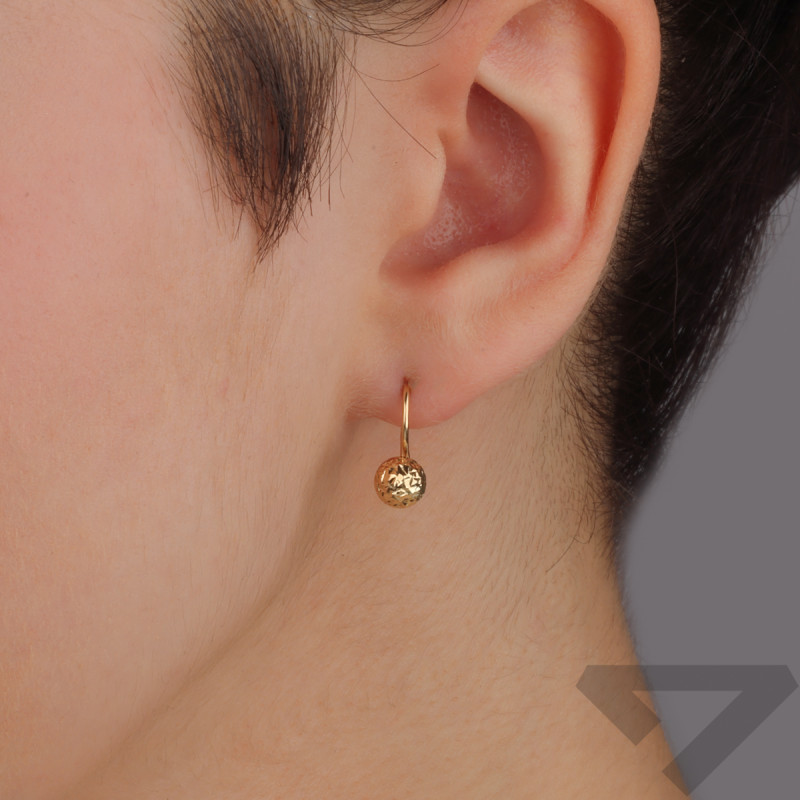 Kolczyki złote grawerowane kulki 6 mm na bigiel AR BSC4-DCSTBE1915-6MM-DC-3 próba 585