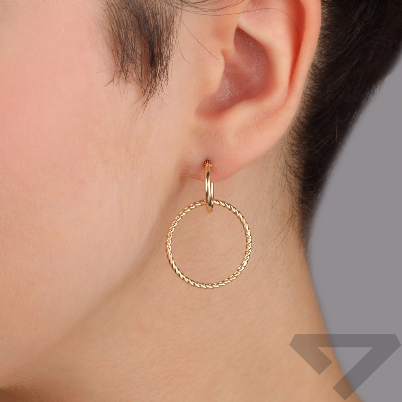 Kolczyki złote koło sznur i koło ramka/ang.zap. AR X3TE15860 próba 375