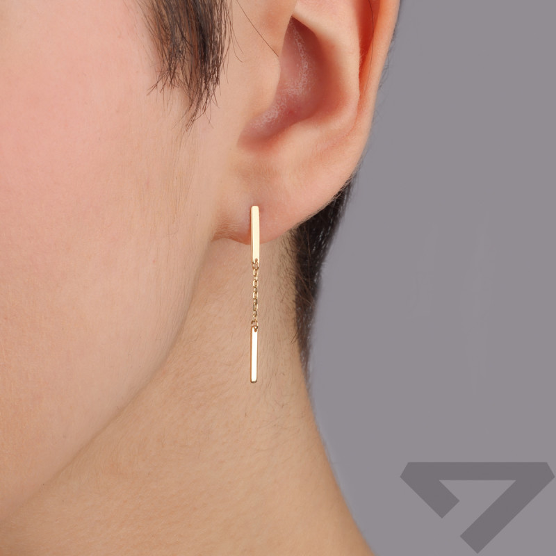 Kolczyki złote dwie gładkie blaszki i rolo/sztyft AR X6FOR6EB1753 próba 585