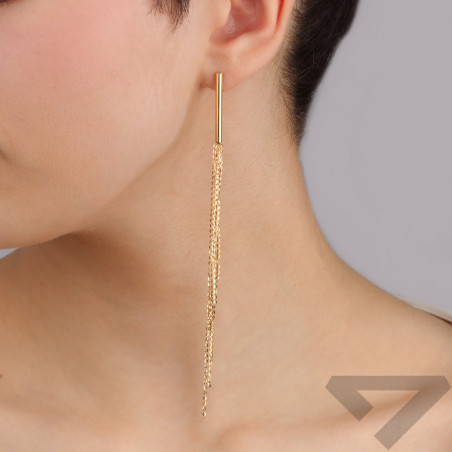 Kolczyki złote gładka rurka i wiszące łańcuszki/sztyft AR XXTE11796-IV