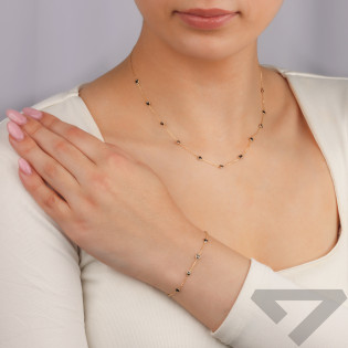 Naszyjnik złoty serca z czarnymi cyrkoniami/anker S3 EG-55512 próba 585