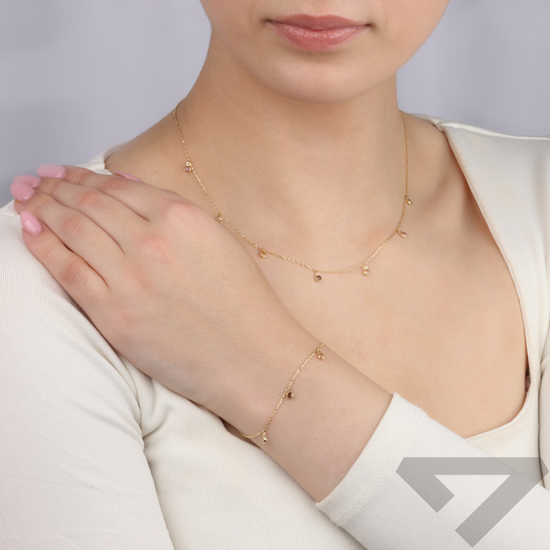 Naszyjnik złoty z kamieniami jubilerskimi w okrągłych oprawach AR KR(X5-X8)FOR6N1731-II próba 375