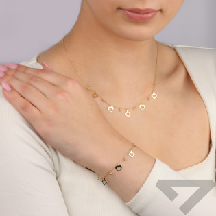 Bransoleta złota wiszące serca i kulki/rolo AR X5FOR6B10177-II próba 585