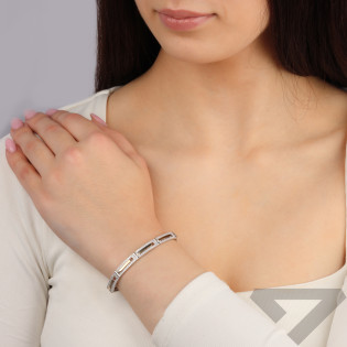 Bransoleta srebrna prostokąty z cyrkoniami i złotymi blaszkami PX G0240_AU375 blaszka gold