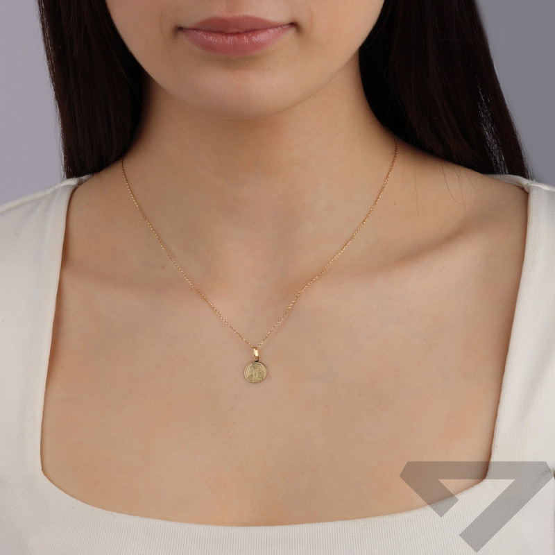 Medalik złoty Częstochowska w kole CB-034 laser próba 585