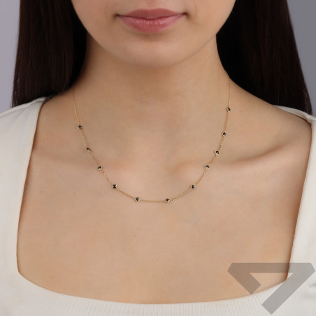 Złoty naszyjnik kwadraty z cyrkoniami pr. 375 - JubilerSezam.pl