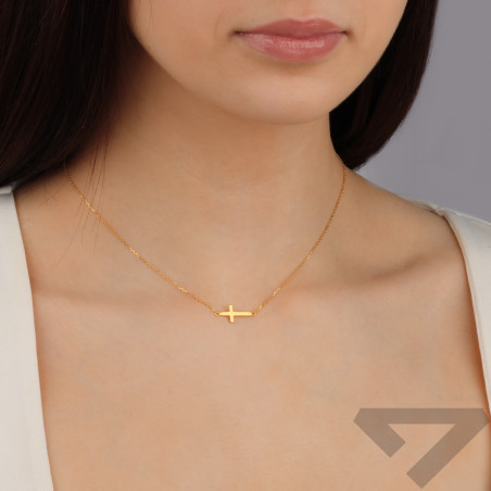 Naszyjnik pozłacany krzyżyk bokiem/anker A6 09580715-01 próba 925