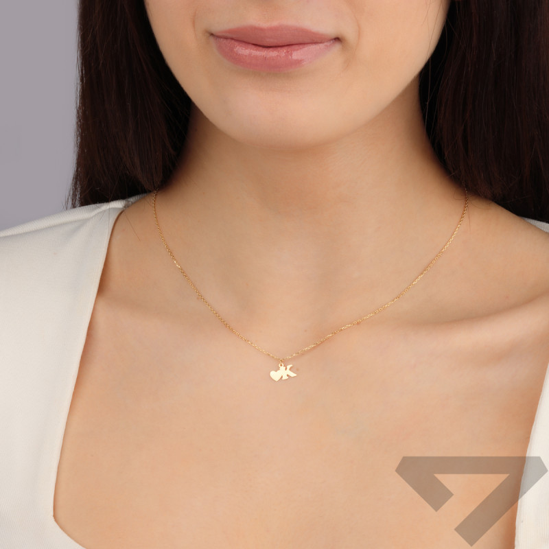 Naszyjnik złoty z literką K i serduszkiem/anker AR VX4FOR6N10721-11-K próba 585