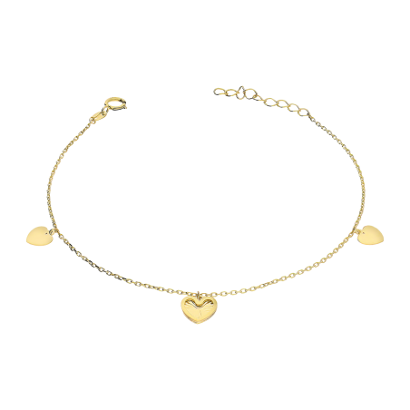 Bransoleta złota z trzema sercami/anker AR VX6FOR6B8164-II-DC próba 585