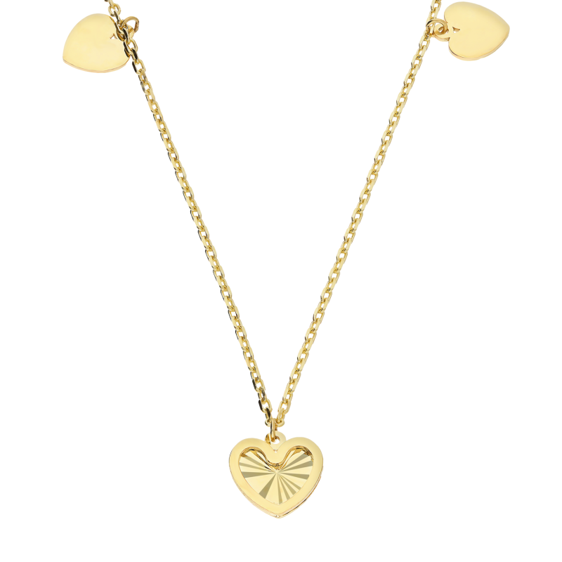 Naszyjnik złoty z trzema sercami/anker AR VX6FOR6N8164-VI-DC próba 585