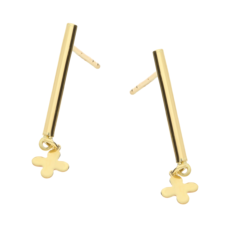 Kolczyki złote gładka rurka i kwiatek/sztyft AR X3TE15206 próba 375