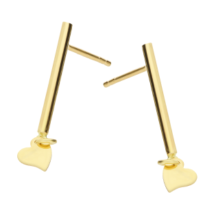 Kolczyki złote gładka rurka i serce/sztyft AR X3TE15207 próba 585