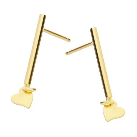 Kolczyki złote gładka rurka i serce/sztyft AR X3TE15207 próba 585