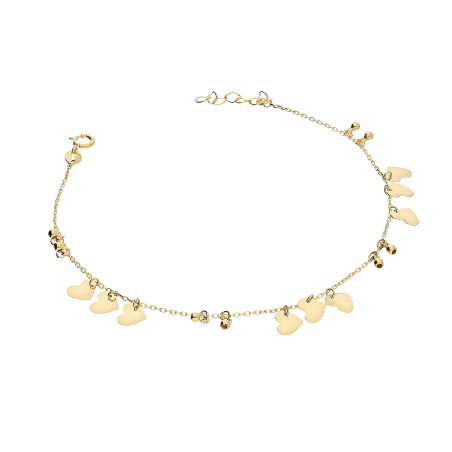 Bransoleta złota wiszące gładkie serca i kulki/anker AR X5FOR6B10203-DC próba 585