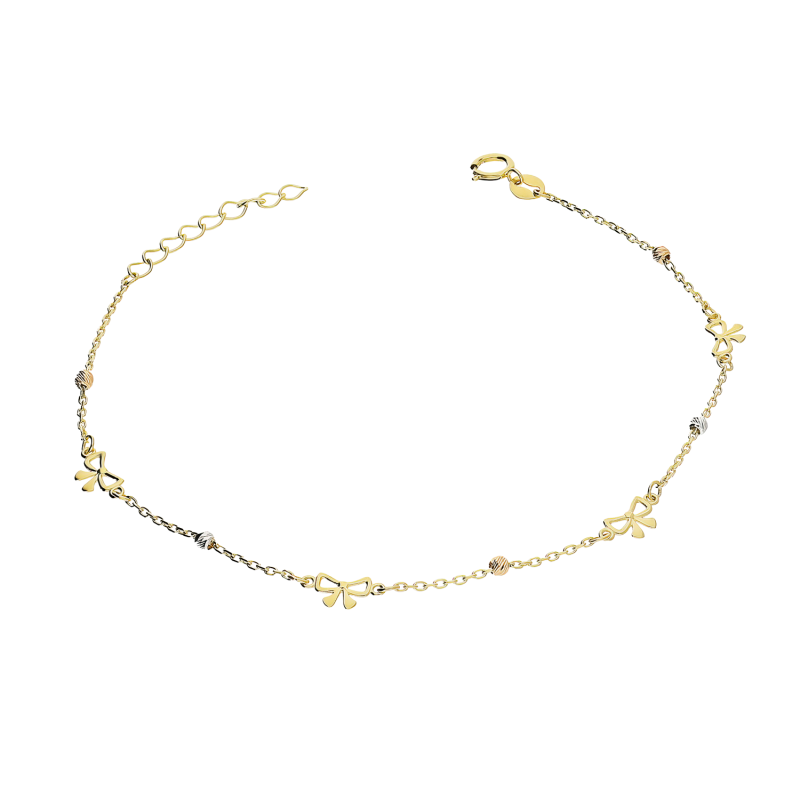 Bransoleta złota kokardki i grawerowane kulki/rolo AR X5FOR6B210812-III-TC-DC próba 585