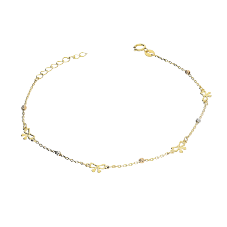 Bransoleta złota kokardki i grawerowane kulki/rolo AR X5FOR6B210812-III-TC-DC próba 585