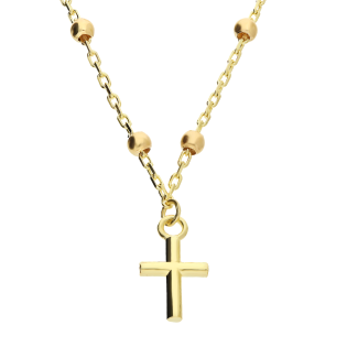 Naszyjnik złoty krzyżyk i gładkie kulki/rolo AR X6FOR6N7377-III próba 375