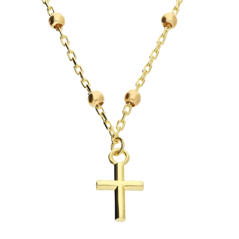 Naszyjnik złoty krzyżyk i gładkie kulki/rolo AR X6FOR6N7377-III próba 375