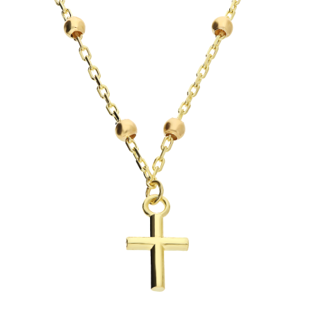 Naszyjnik złoty krzyżyk i gładkie kulki/rolo AR X6FOR6N7377-III próba 375