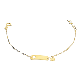 Bransoleta złota dla dziecka blaszka z wyciętą koniczyną