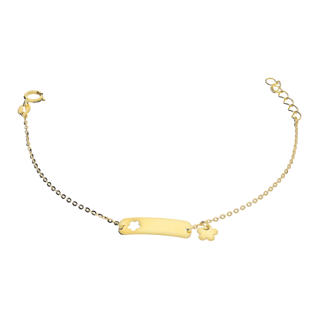 Bransoleta złota dla dziecka blaszka z wyciętą koniczyną