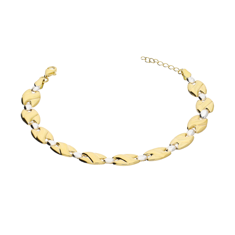 Bransoleta złota owale z falami i gładkie owale AR XXNSTB581383-IV-XL-YW próba 585