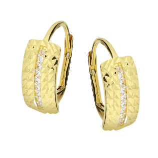 Złote kolczyki blaszki z cyrkoniami pr. 585 - JubilerSezam.pl