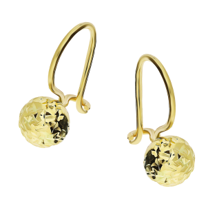 Kolczyki złote grawerowane kulki 6 mm na bigiel AR BSC4-DCSTBE1915-6MM-DC-3 próba 585