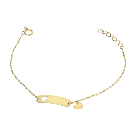 Bransoletka złota dla dziecka blaszka z sercem